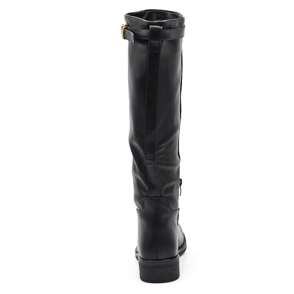 Stivali Cavallerizza Equitazione Biker Motociclista Con Fibbia Da Donna 328 nero