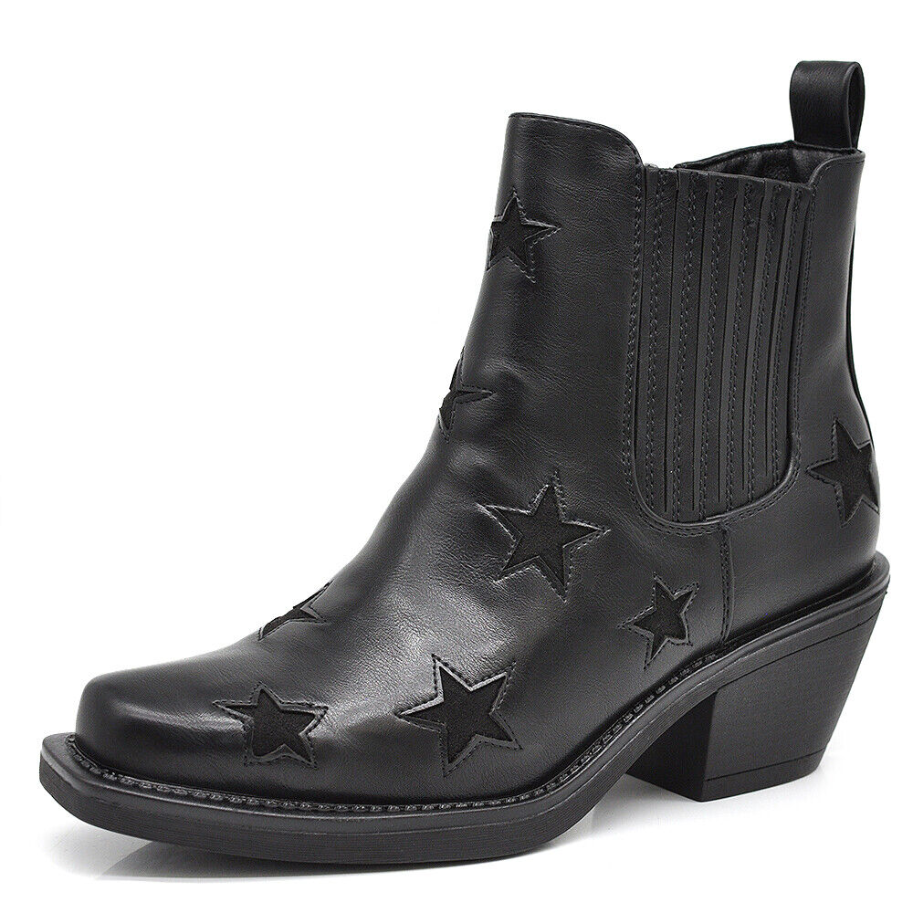 IF FASHION Stivaletti Donna Texani Cowboy Cowgirl Stelle Punta Quadrata MP628-2