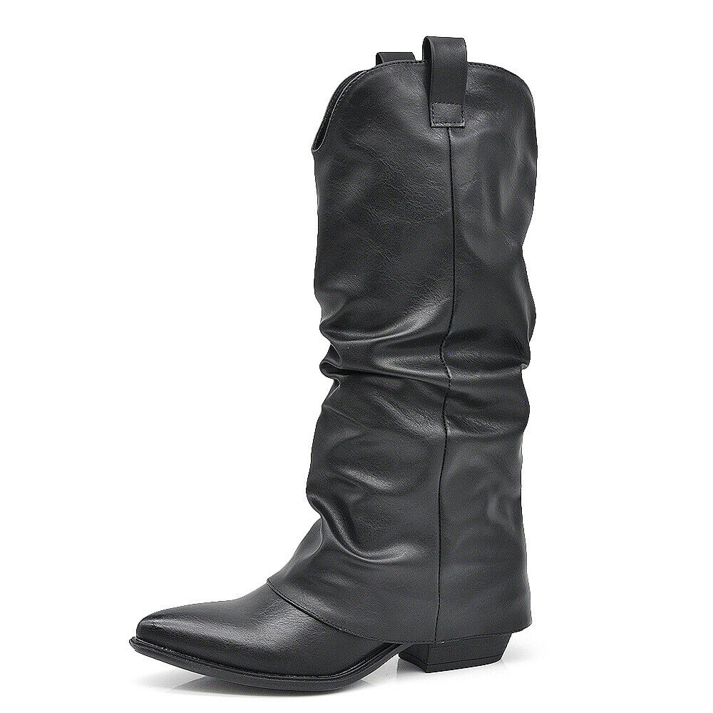 Scarpe da Donna Stivali Arricciati Con Ghette A Punta LY74-5 D7648 MP410-1