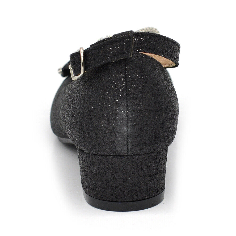 Scarpe Ballerine Da Bambina Ragazza Glitter Strass Gioiello Cerimonia W7008