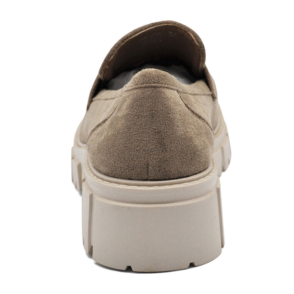 Scarpe Mocassini Loafers Slip On Scamosciati Da Donna Platform D8102 Khaki blu