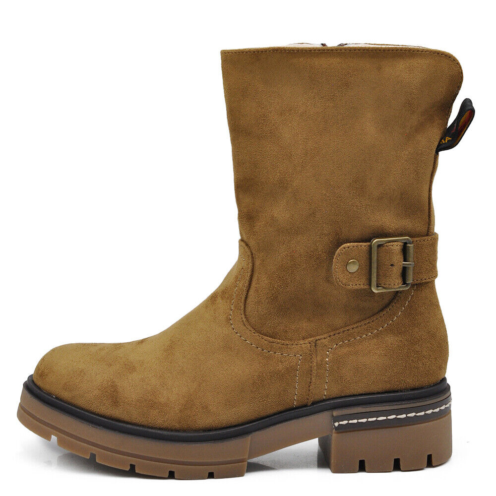 Scarpe Da Donna Biker Stivaletti Imbottiti Pelosi Fibbie Motociclista GR1168