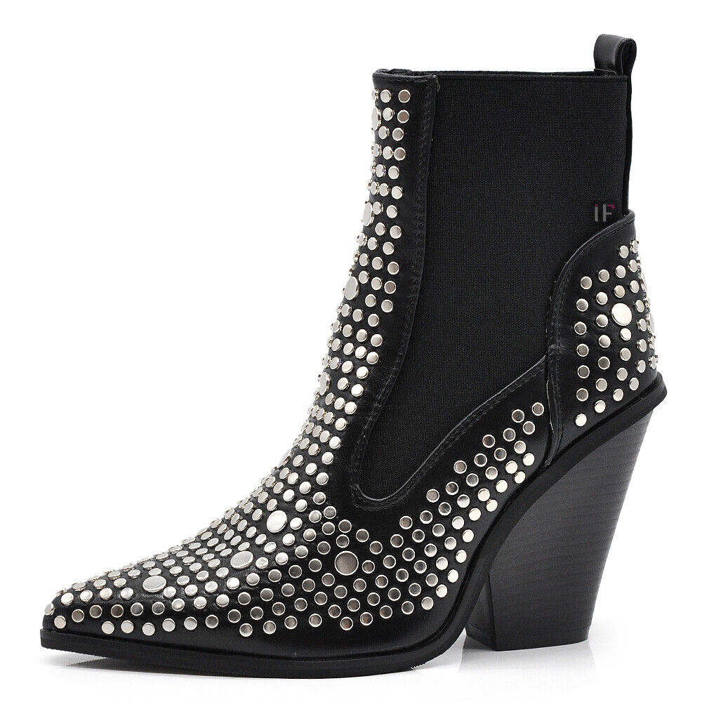 Stivaletti elasticizzati Donna A Punta Camperos Texani Borchie Tacco 15757