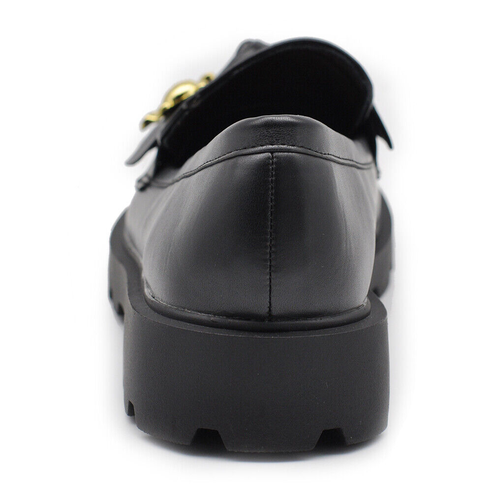 Scarpe Mocassini Loafers Slip On Da Donna Con Fiocco e Orsetto Dorato H55 nero