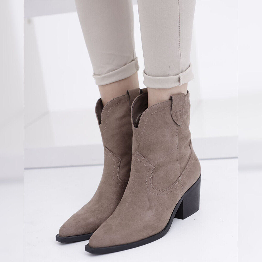 Scarpe Stivaletti Texani Camperos Cowboy Cowgirl Da donna Camoscio Western MP633