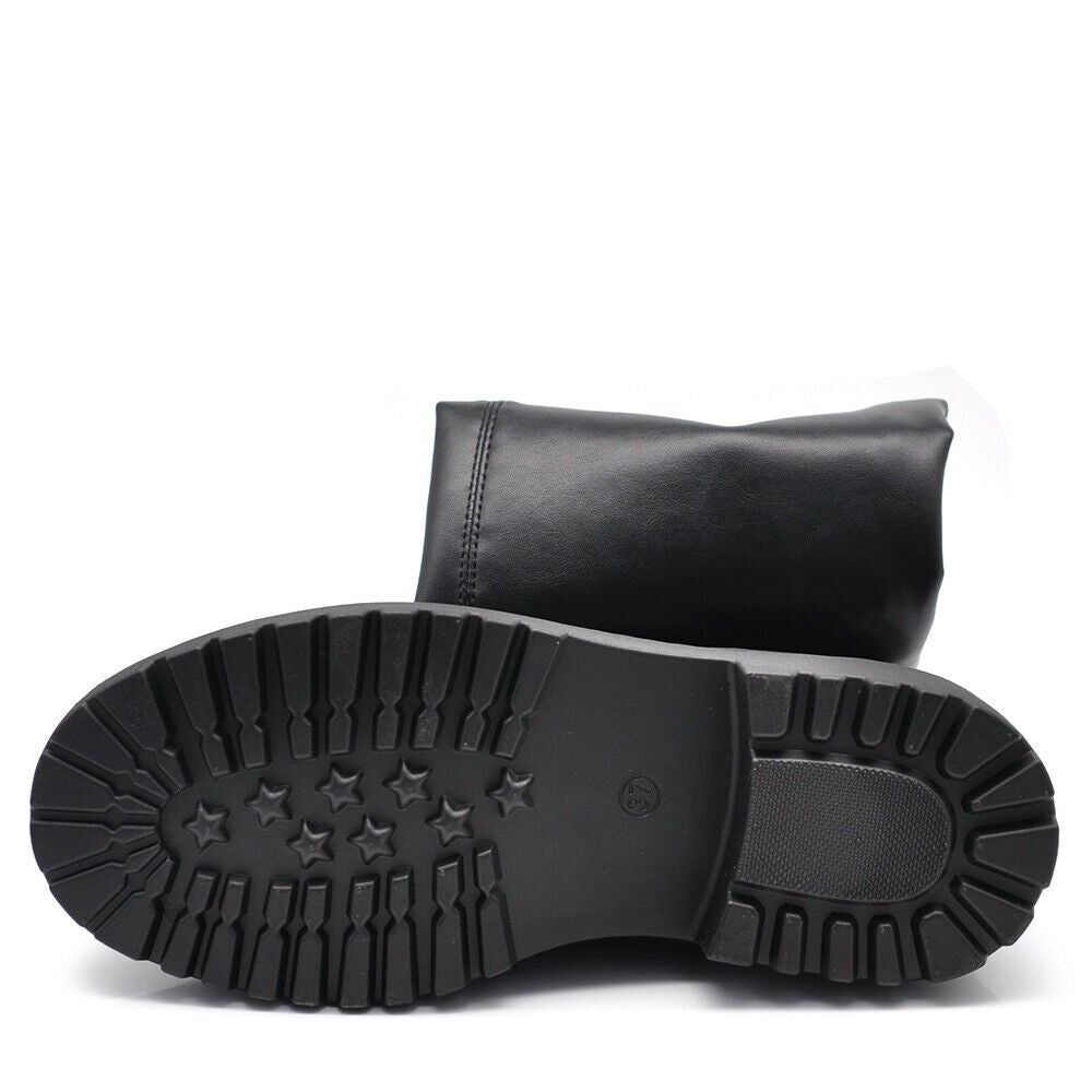 Stivali Alti Al Ginocchio Da Donna Morbido Polpaccio Con Platform Catena Q817