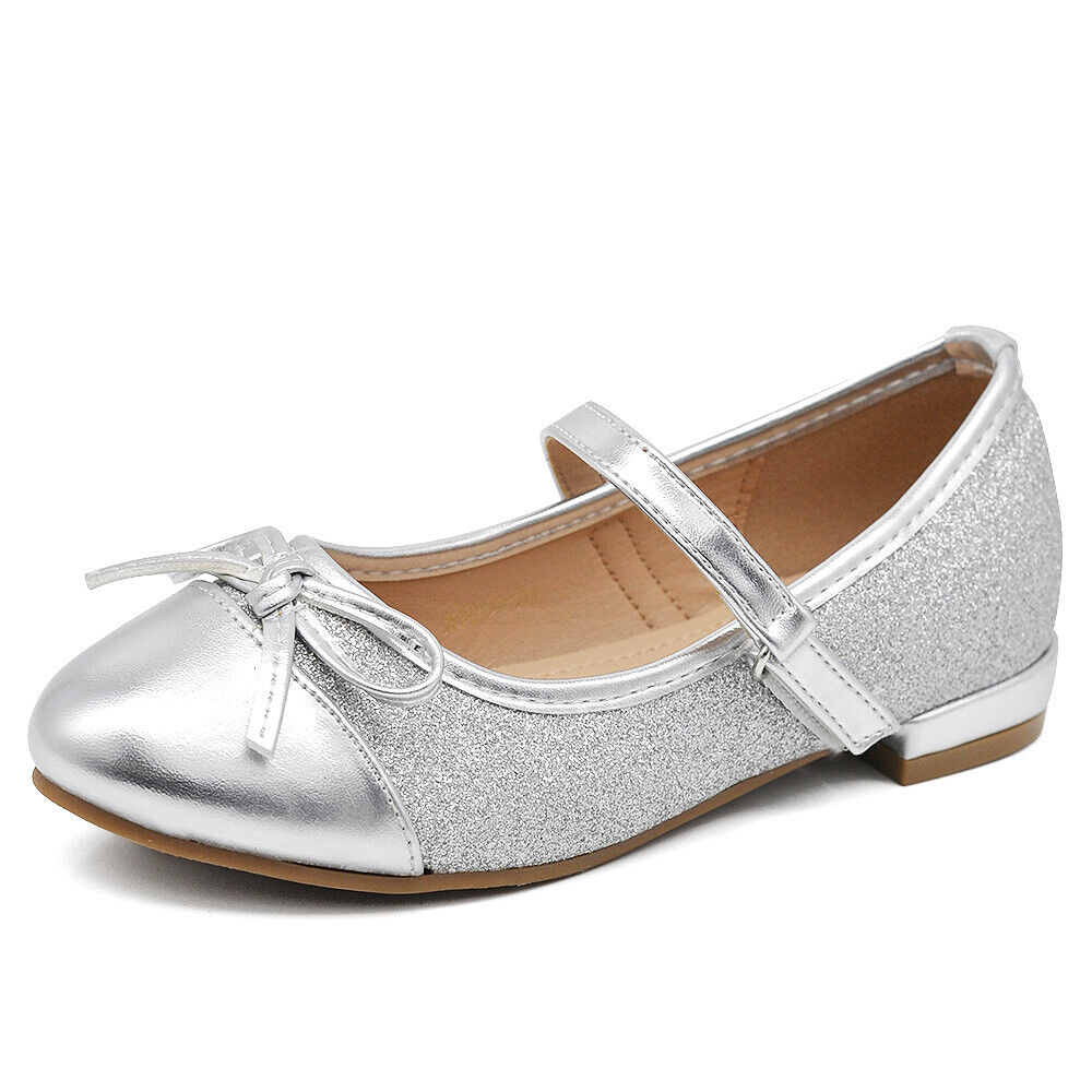 Scarpe Ballerine Da Bambina Ragazza Fiocco Glitter Gioiello comunione W7050