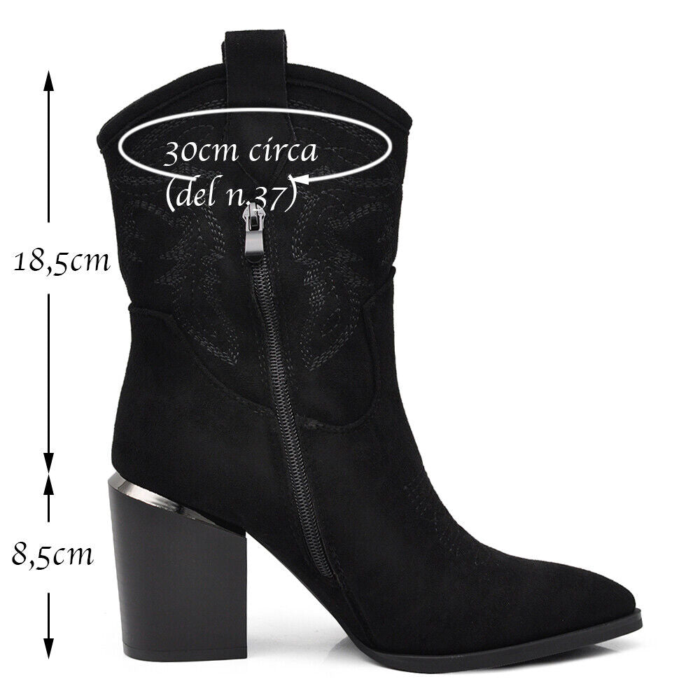Stivali Stivaletti Da Donna Texani Cowboy Western A Punta Con Tacco Alto XG113