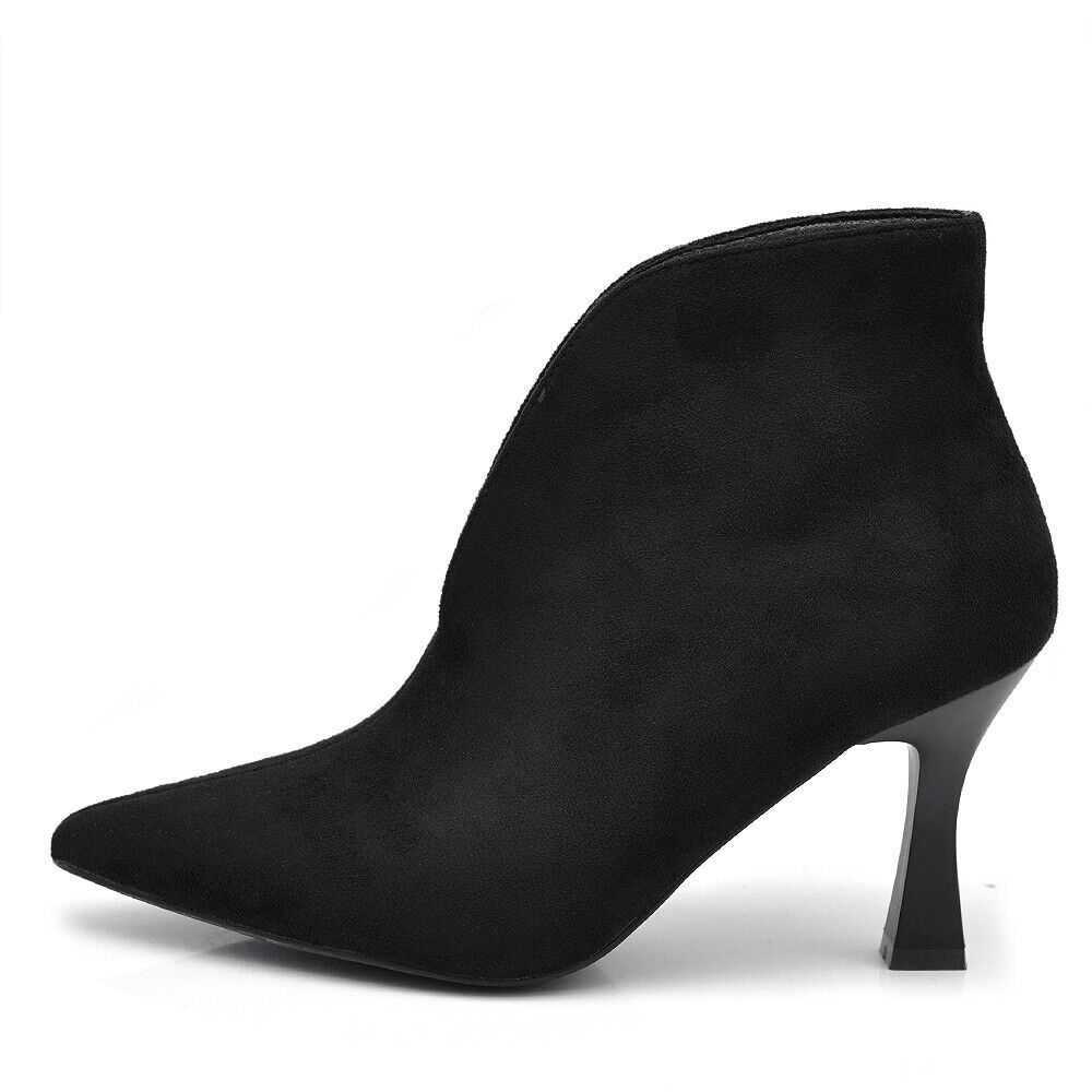 Scarpe Stivali Stivaletti Tronchetto Da Donna Con scollo a V Tacco Punta 9624-2