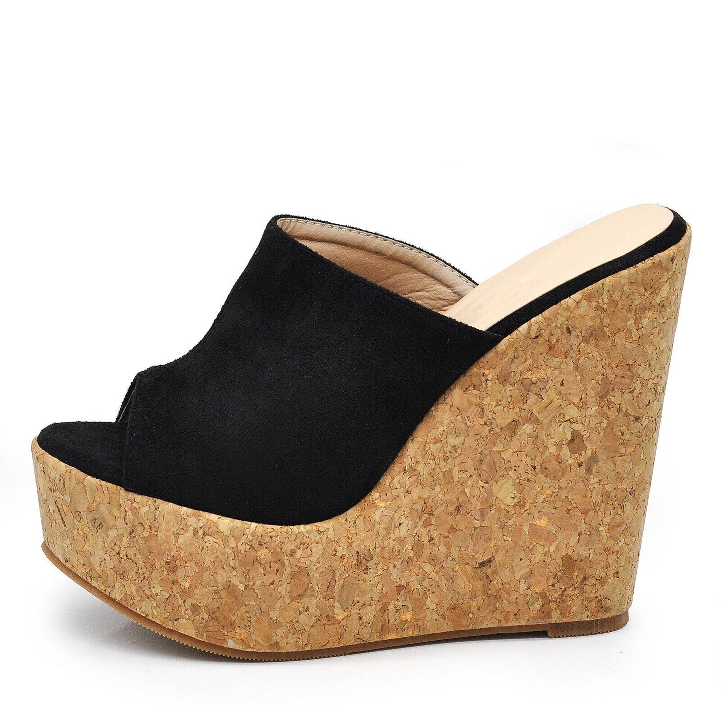 Scarpe Sandali Ciabatte Zoccoli Da Donna Con Zeppa Alta Simil Sughero 2801