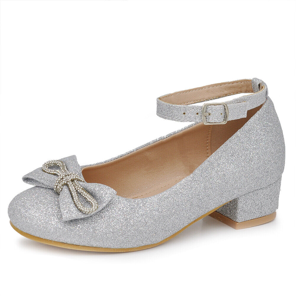 Scarpe Ballerine Da Bambina Ragazza Glitter Strass Gioiello Cerimonia W7008