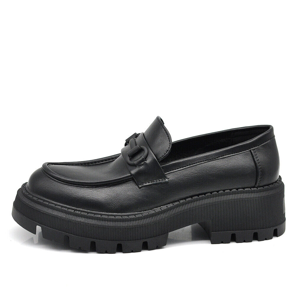 Scarpe Mocassini Loafers Slip On Da Donna Con Morsetto Platform 899