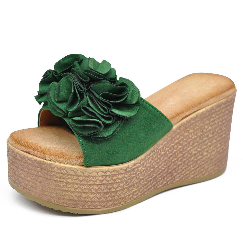 Scarpe Sandali Ciabatte Zoccoli Da Donna Con Zeppa Comodi Fiore MS23017