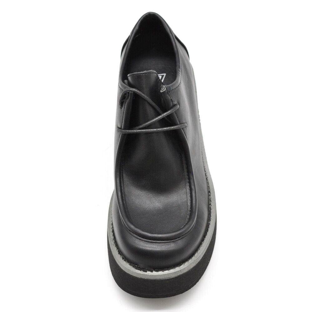 Mocassini Loafers Scarpe Da Donna Con Tacco Lacci Stringati MP353-2 nero beige