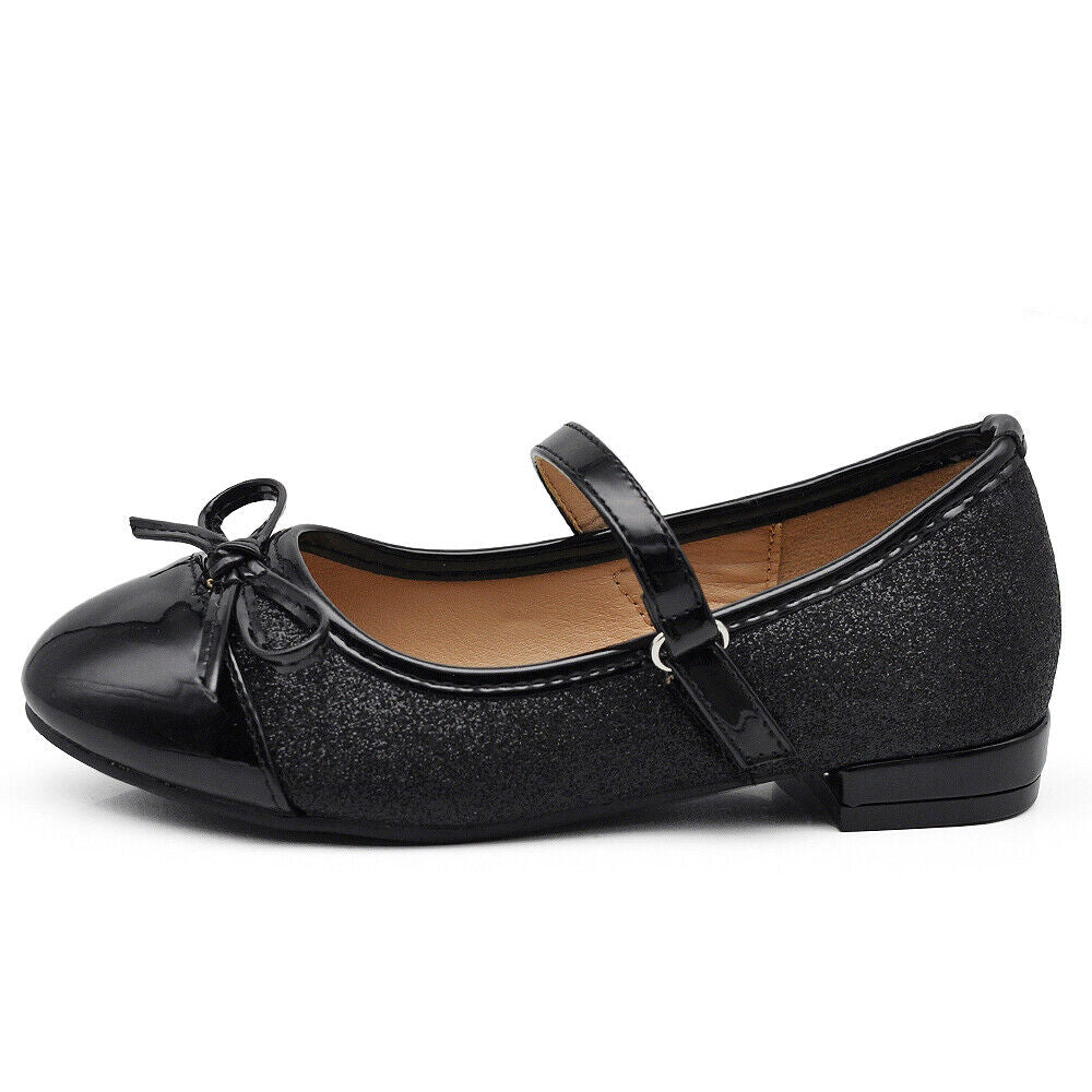 Scarpe Ballerine Da Bambina Ragazza Fiocco Glitter Gioiello comunione W7050
