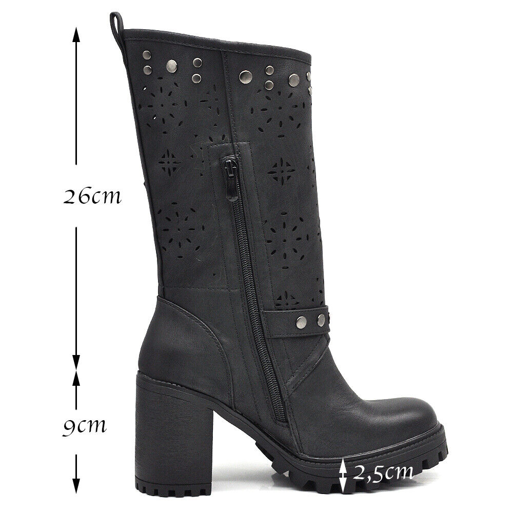 Stivali Stivaletti Tronchetti Primaverili Da Donna Tacco Plateau Platform 669