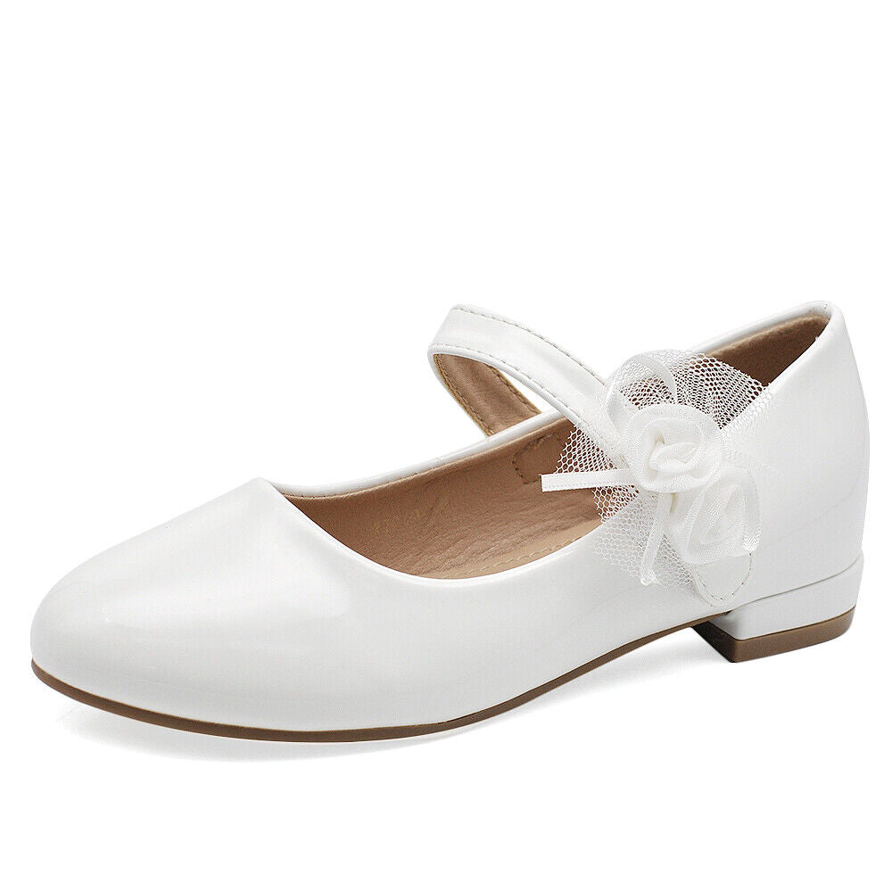 Scarpe Ballerine Da Bambina Ragazza Lucide Fiore Gioiello Cerimonia W7049