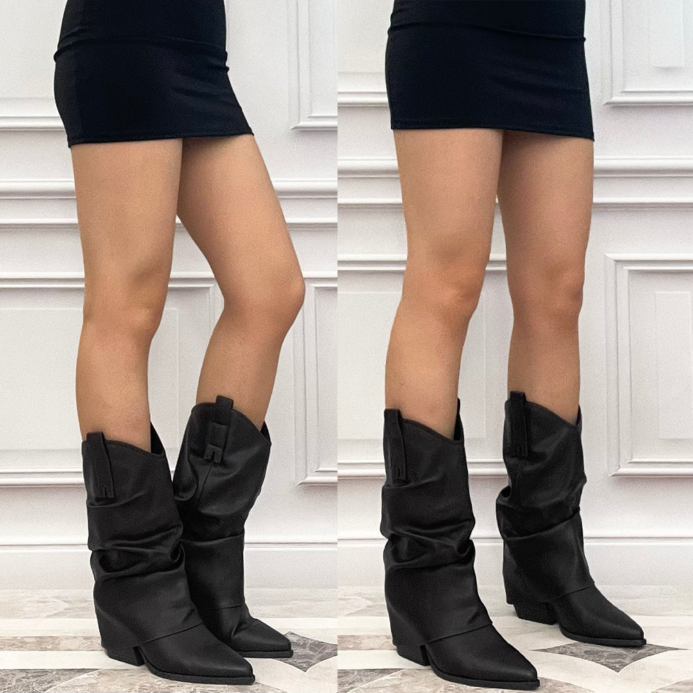 Scarpe da Donna Stivali Stivaletti Arricciati Con Ghette A Punta G695