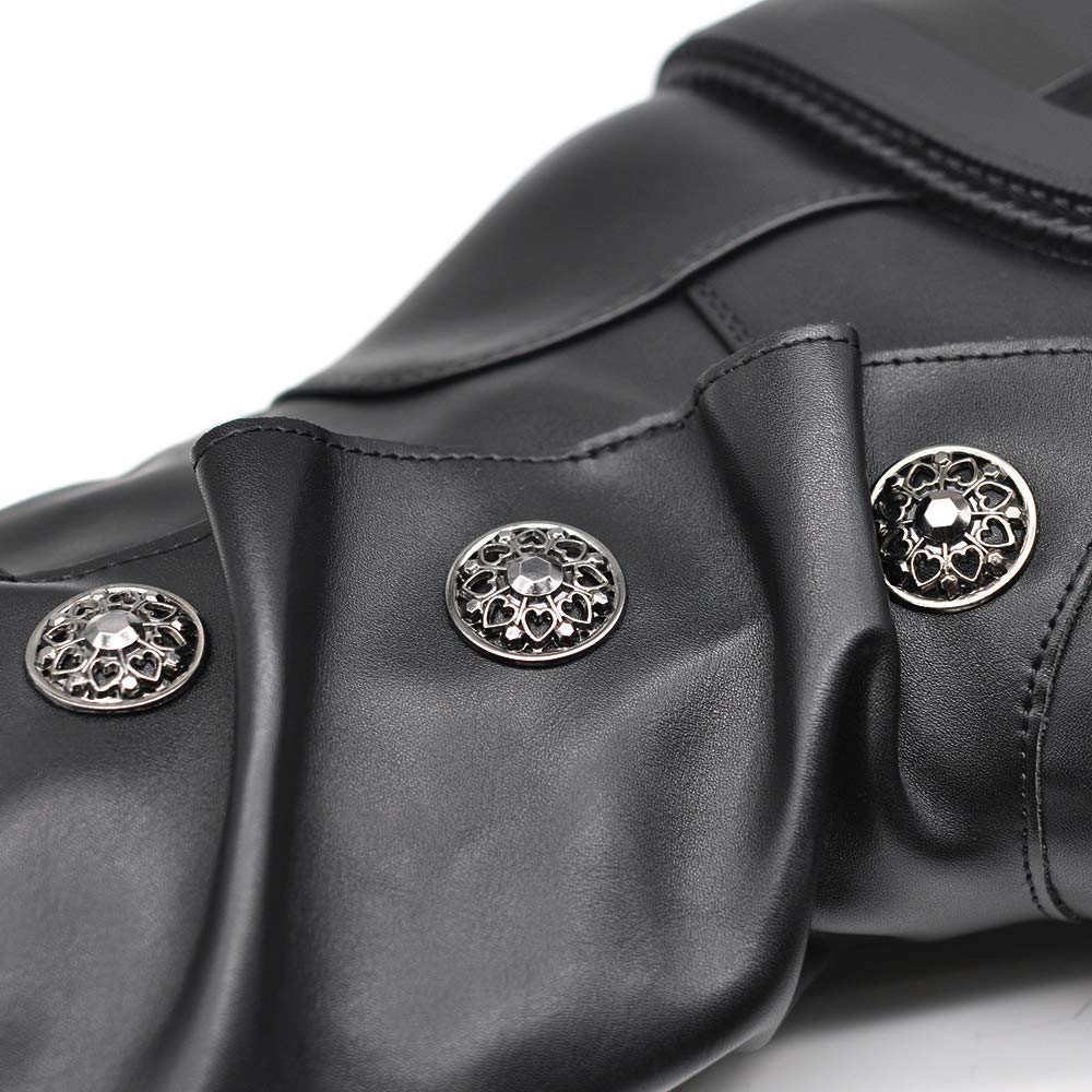 IF Fashion Scarpe da Donna Stivali Stivaletti Biker Fibbie Anfibi al Polpaccio con Fibbie Bottoni Medaglie Tacco 5,5cm 23927