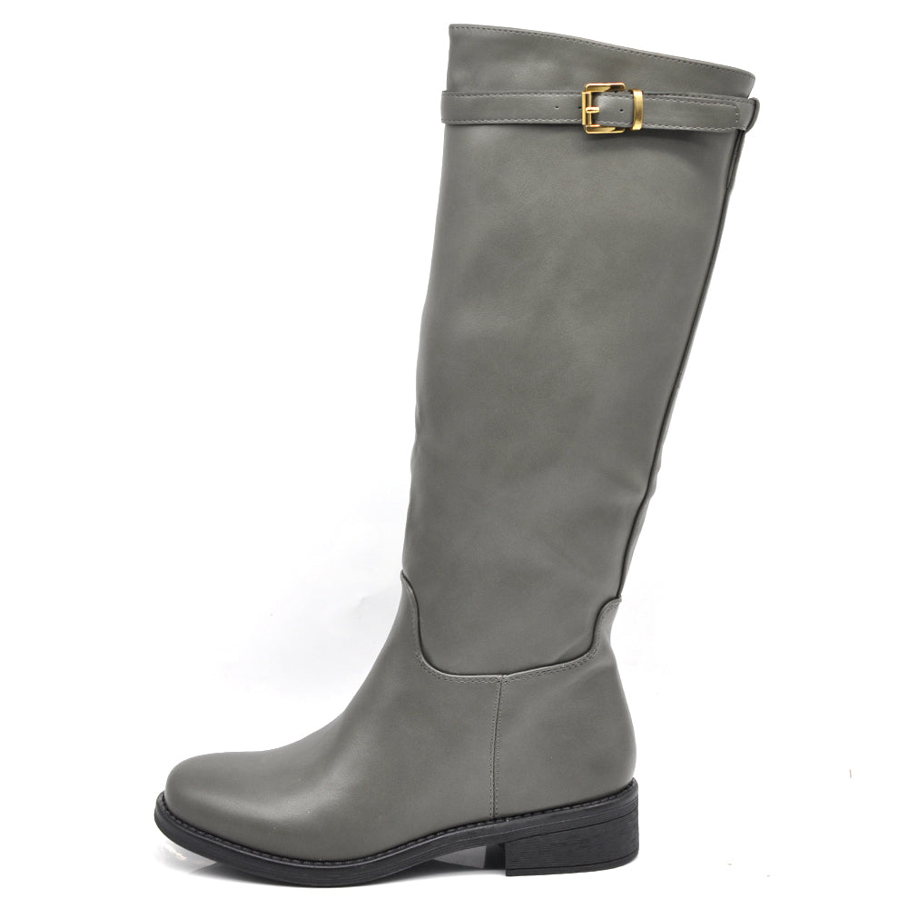 Stivali Cavallerizza Equitazione Biker Motociclista Con Fibbia Da Donna 328 nero