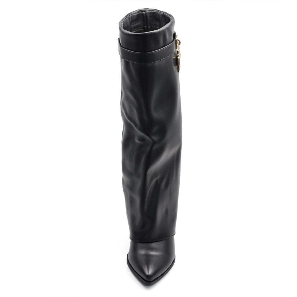 Stivali in ghetta A Punta Con Tacco Luchetto Zip Cerniera Da Donna A9532