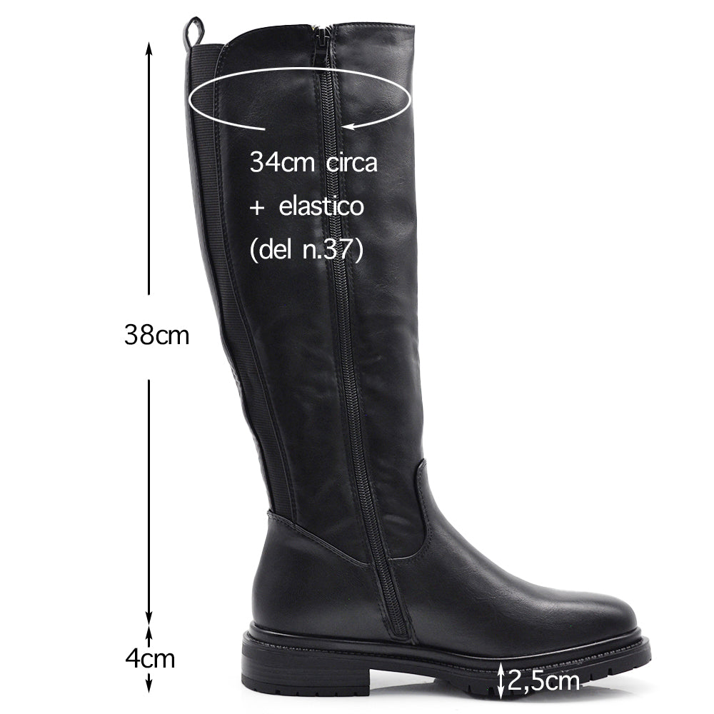 Stivali Biker Motociclista Al Polpaccio Da Donna Con Tessuto Stretch GA038