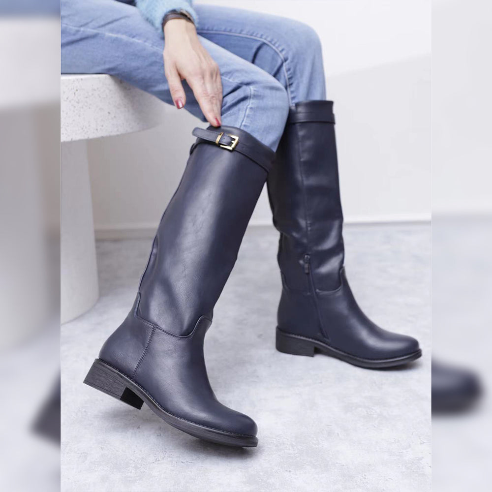 Stivali Cavallerizza Equitazione Biker Motociclista Con Fibbia Da Donna 328 nero