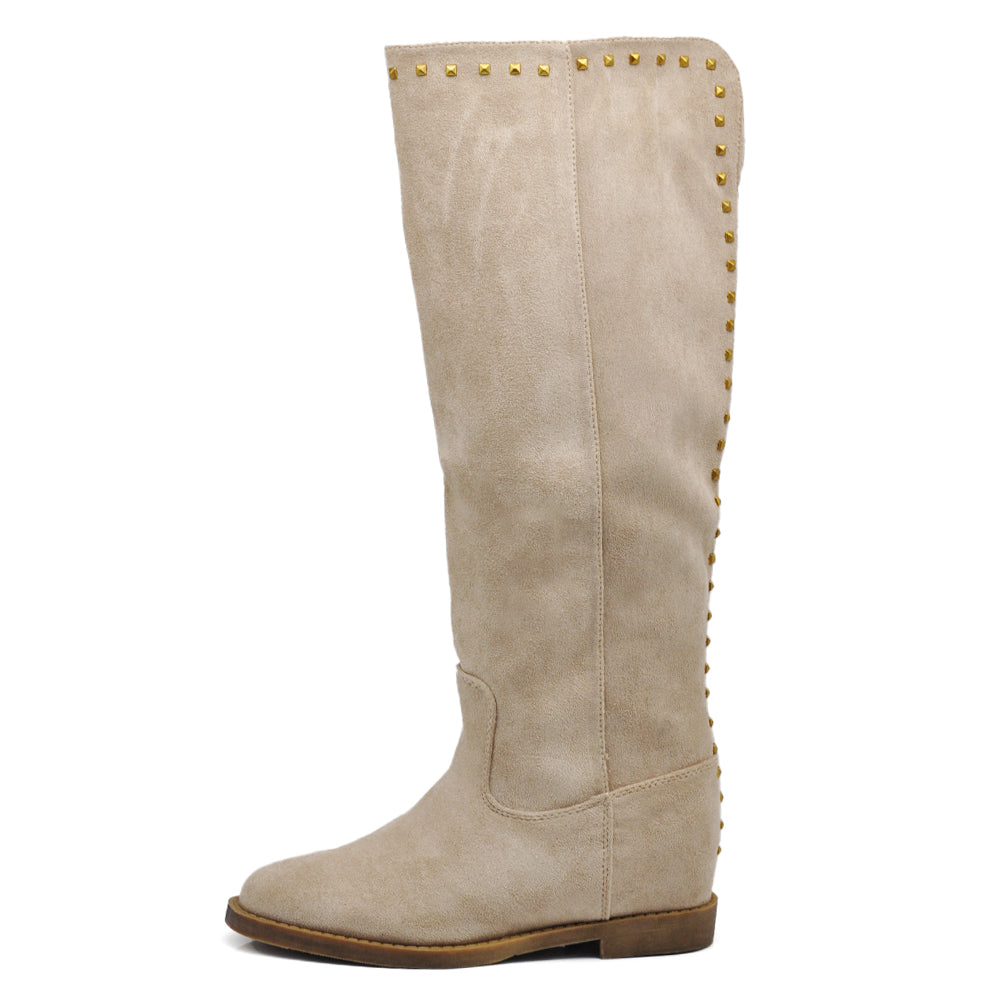 Stivali Alti Da Donna Con Borchie Zeppa Interna Rialzo MP726-1 LY81-4