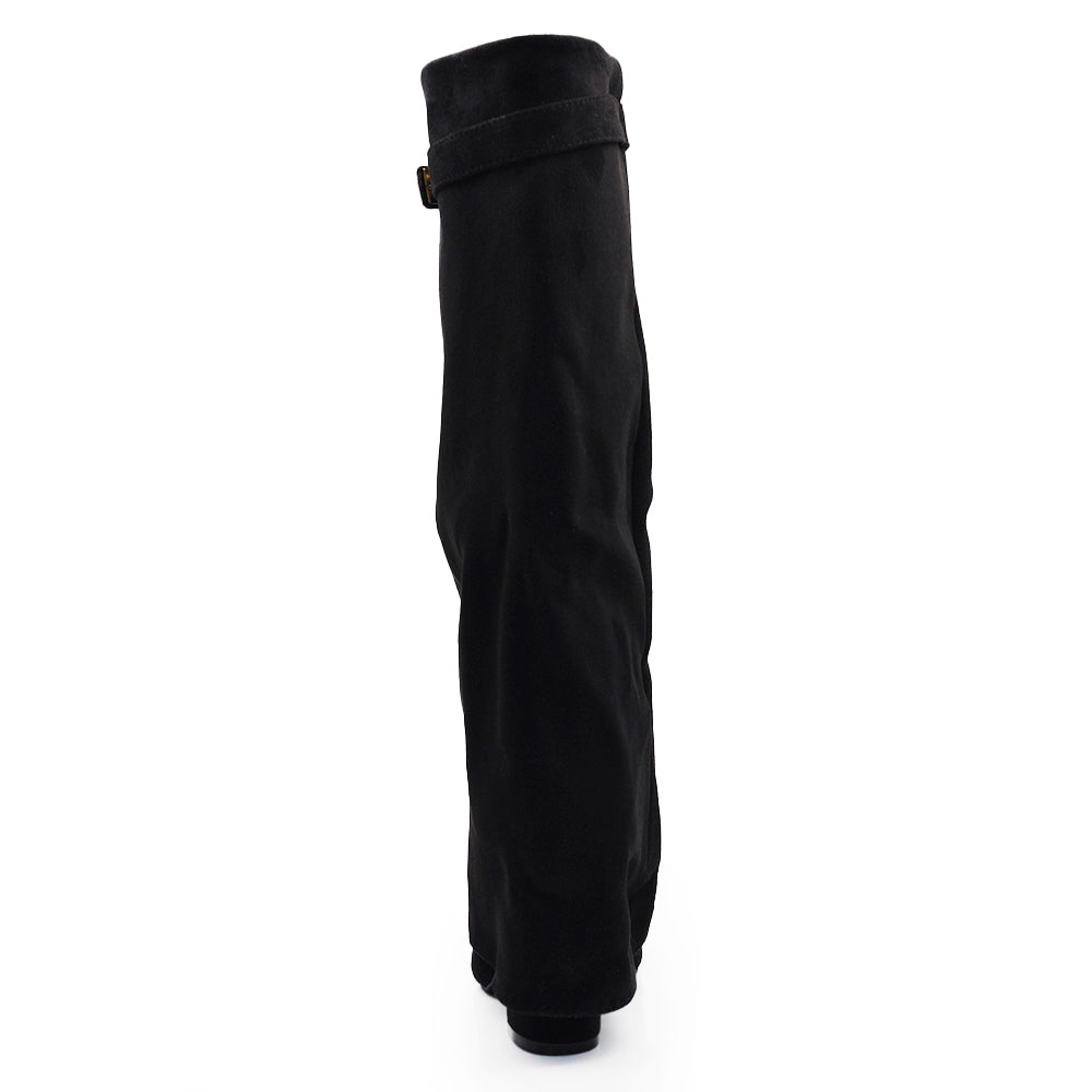 Stivali Donna A Punta Tacco Alto Stile Western – Alti al Ginocchio Camoscio Sintetico 6885