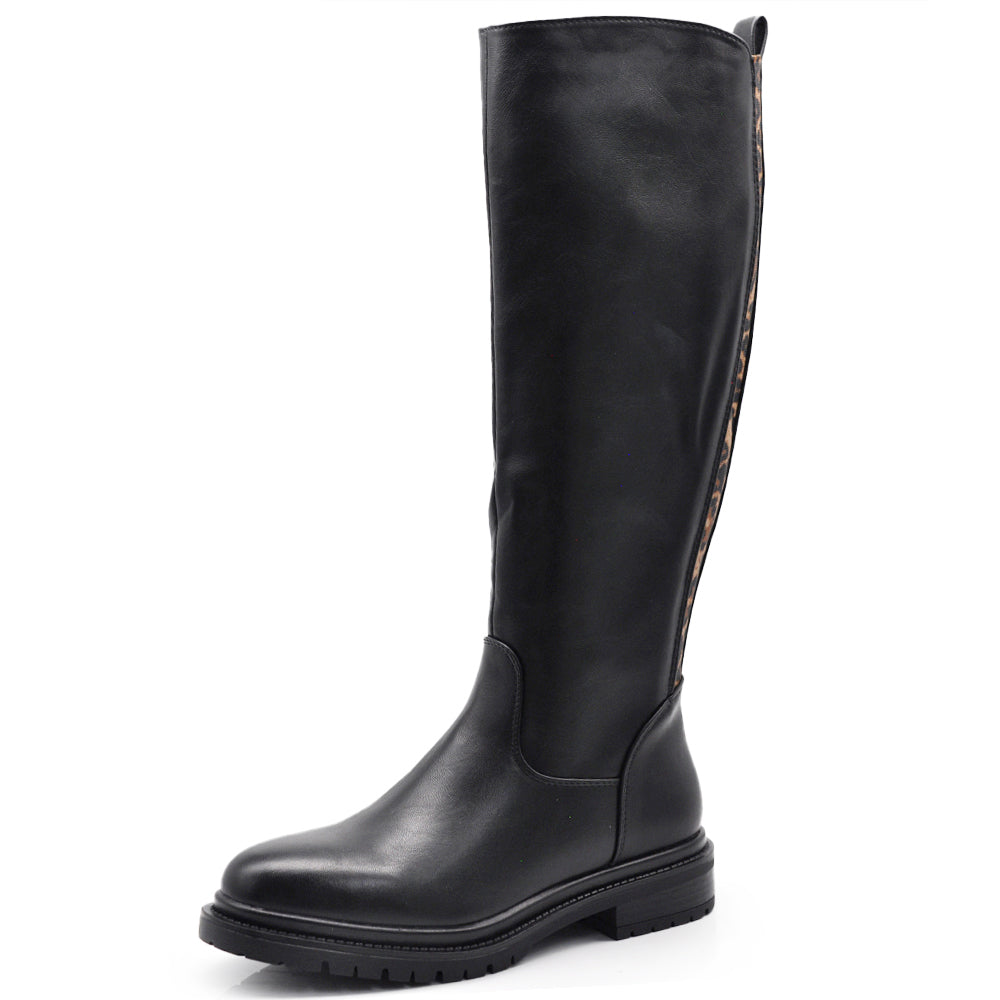 Stivali Biker Motociclista Al Polpaccio Da Donna Con Tessuto Stretch GA038