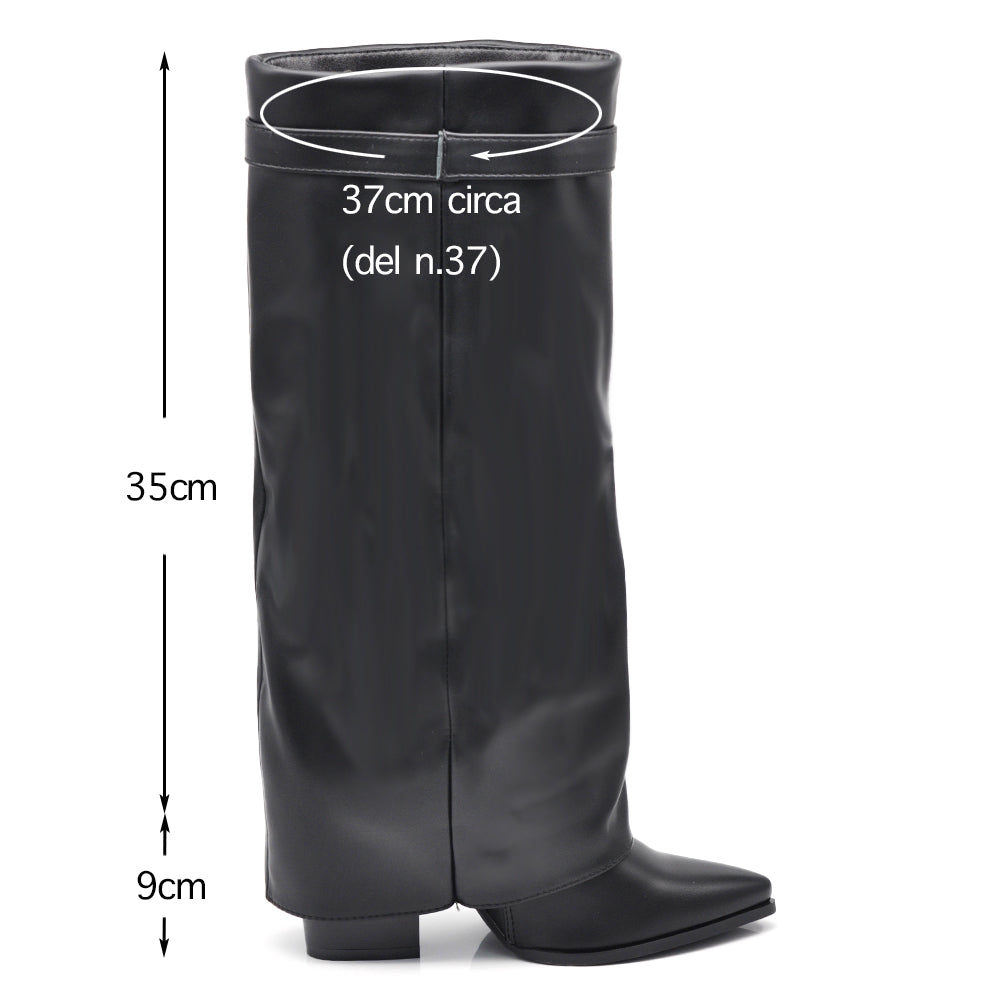 Stivali in ghetta A Punta Con Tacco Luchetto Zip Cerniera Da Donna A9532