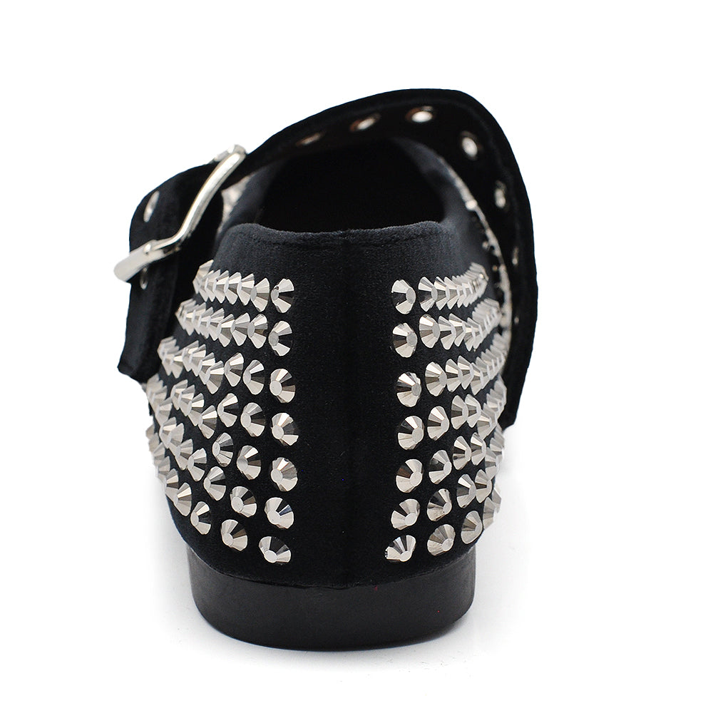 Ballerine con cinturino da moda donna strass scarpe sposa basse glitterate eleganti J97