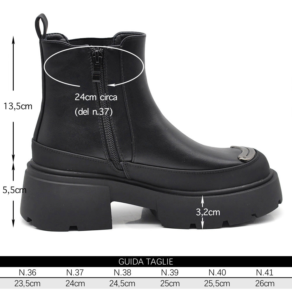 Stivaletti Chelsea Donna Tacco Largo e Punta Rinforzata Con Platform Suola Chunky GL50