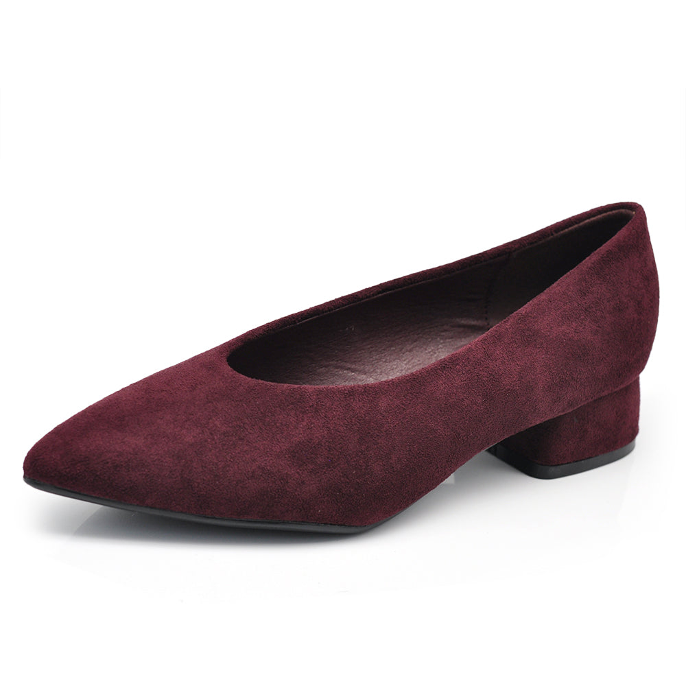 Ballerine da donna punta affusolata tacco basso camoscio pelliccia sintetica 2817