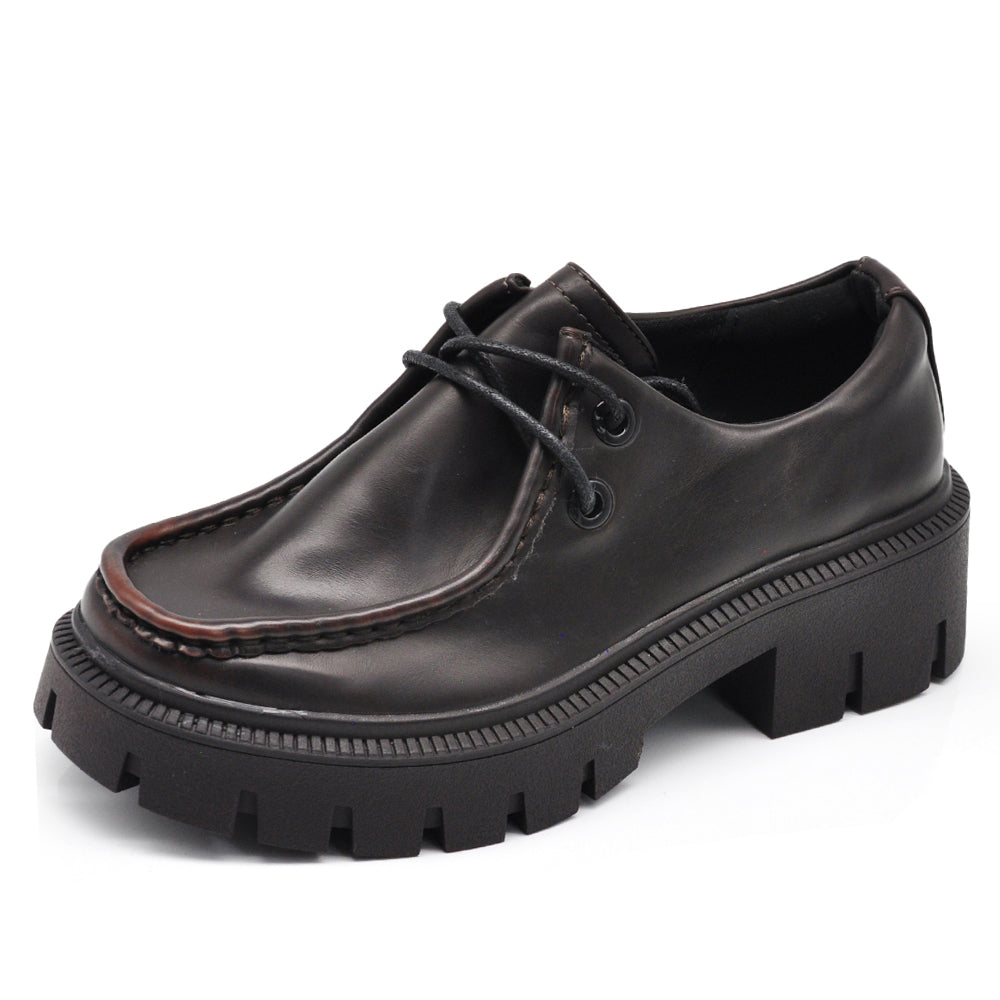 Scarpe Da Donna Mocassini Loafer Con Lacci Stringati Platform G707