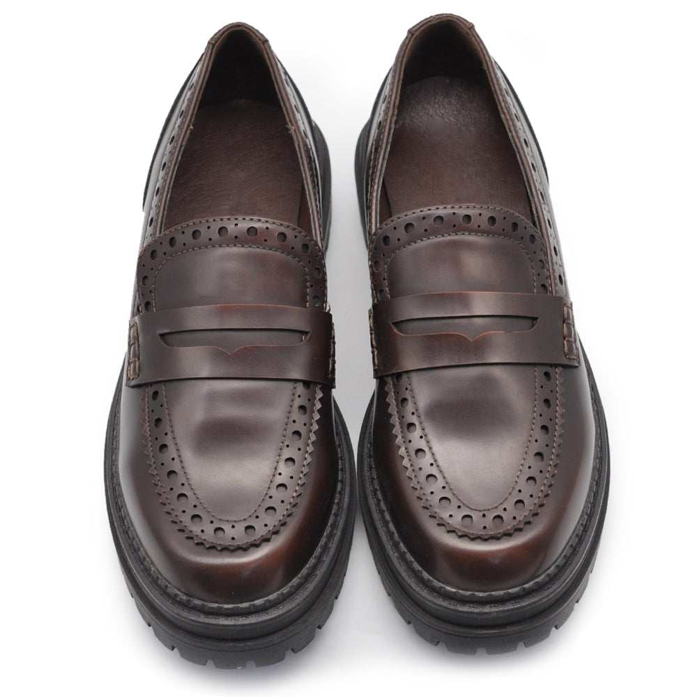 Scarpe Mocassini Slip On Duilio da Donna Decorazioni Brogue Eleganti Inglesi Londra Oxford GA012