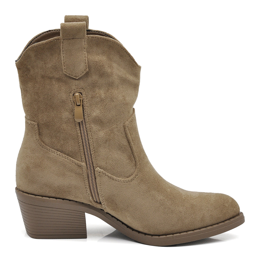 Stivali Stivaletti da Donna Camperos Texani Camoscio Sintetico IF678-1 nero khaki beige