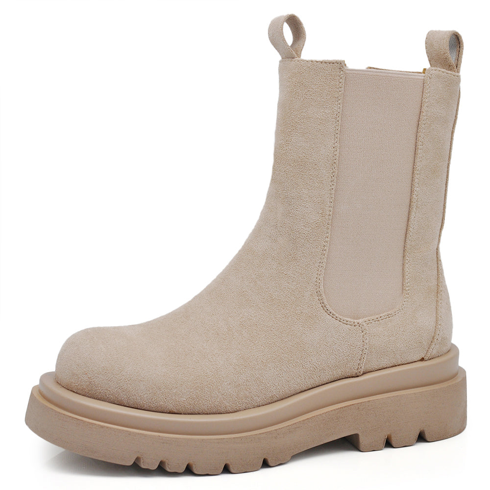 Stivaletti Chelsea Donna Invernali con Suola Spessa Chunky – Anfibi Elasticizzati LY86-2