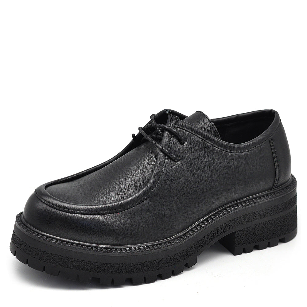Scarpe Da Donna Mocassini Loafer Con Lacci Stringati Platform G692
