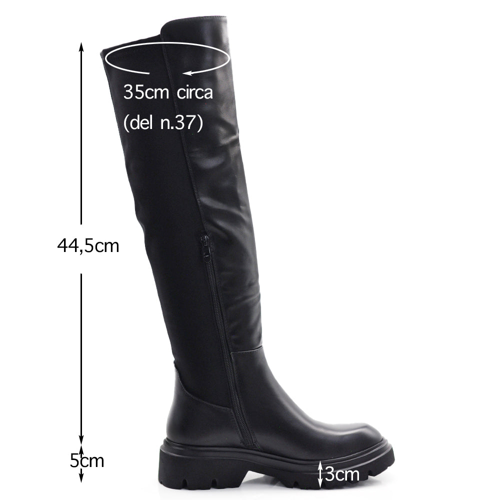 Stivali Biker Motociclista Al Ginocchio Da Donna Con Tessuto Stretch GA040