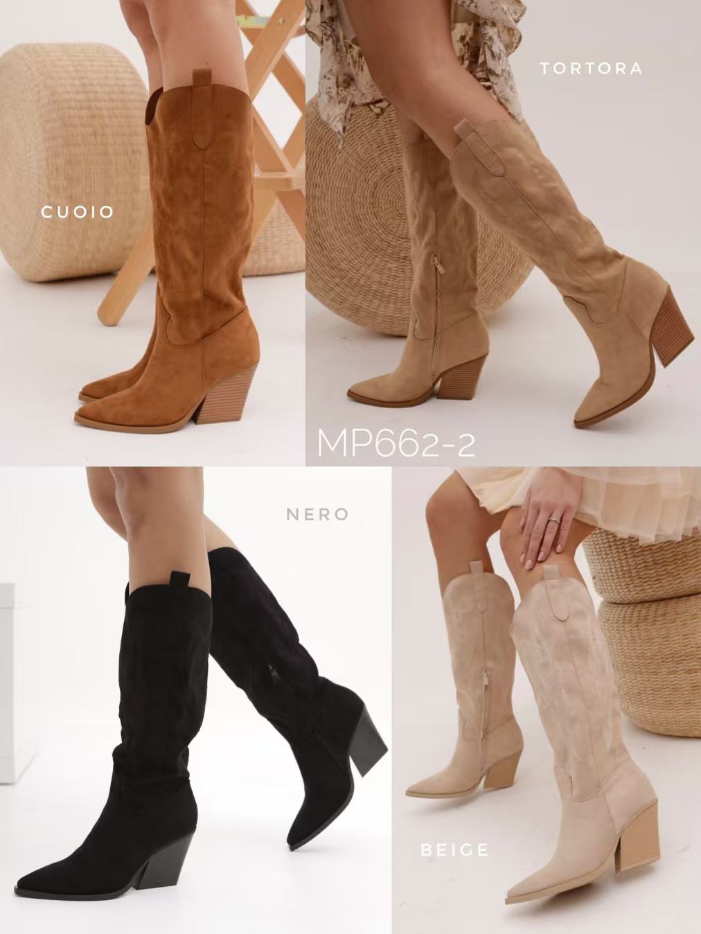 Stivali Texani Donna Punta a Mandorla Tacco Largo – MP662-2