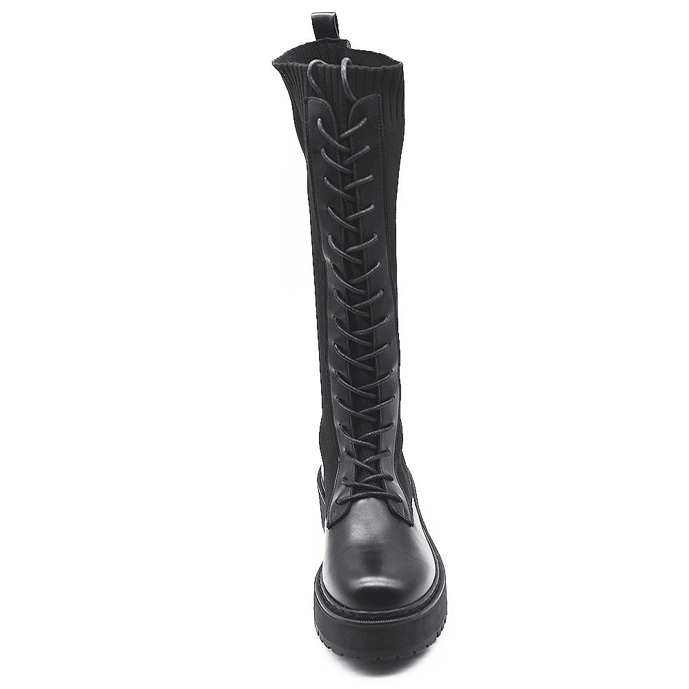 IF Fashion Anfibi Combat Stivali Alti Da Donna Platformo Elasticizzato Traspiranti 1329