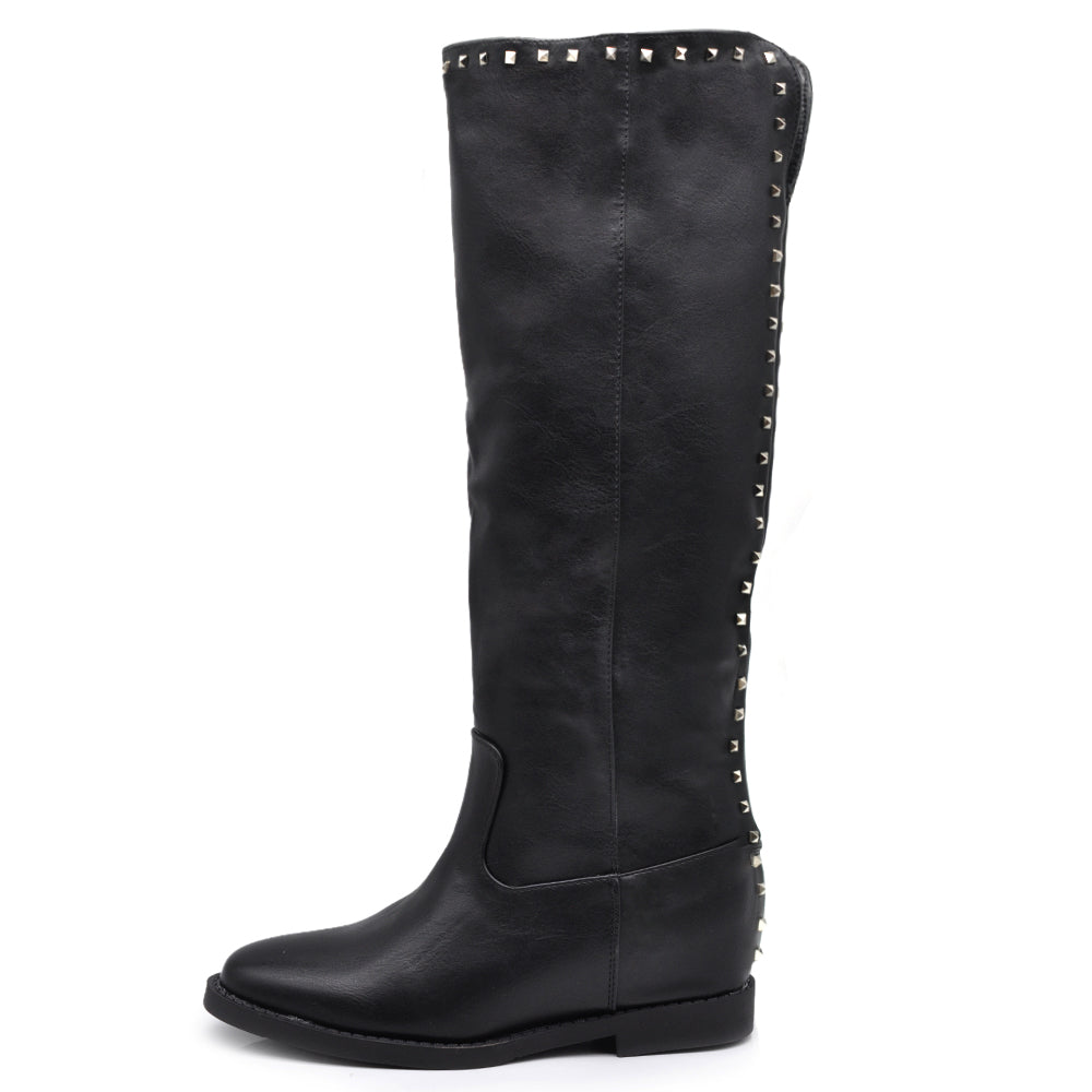 Stivali Alti Da Donna Con Cinture e Fibbie Zeppa Interna Rialzo MP726-2