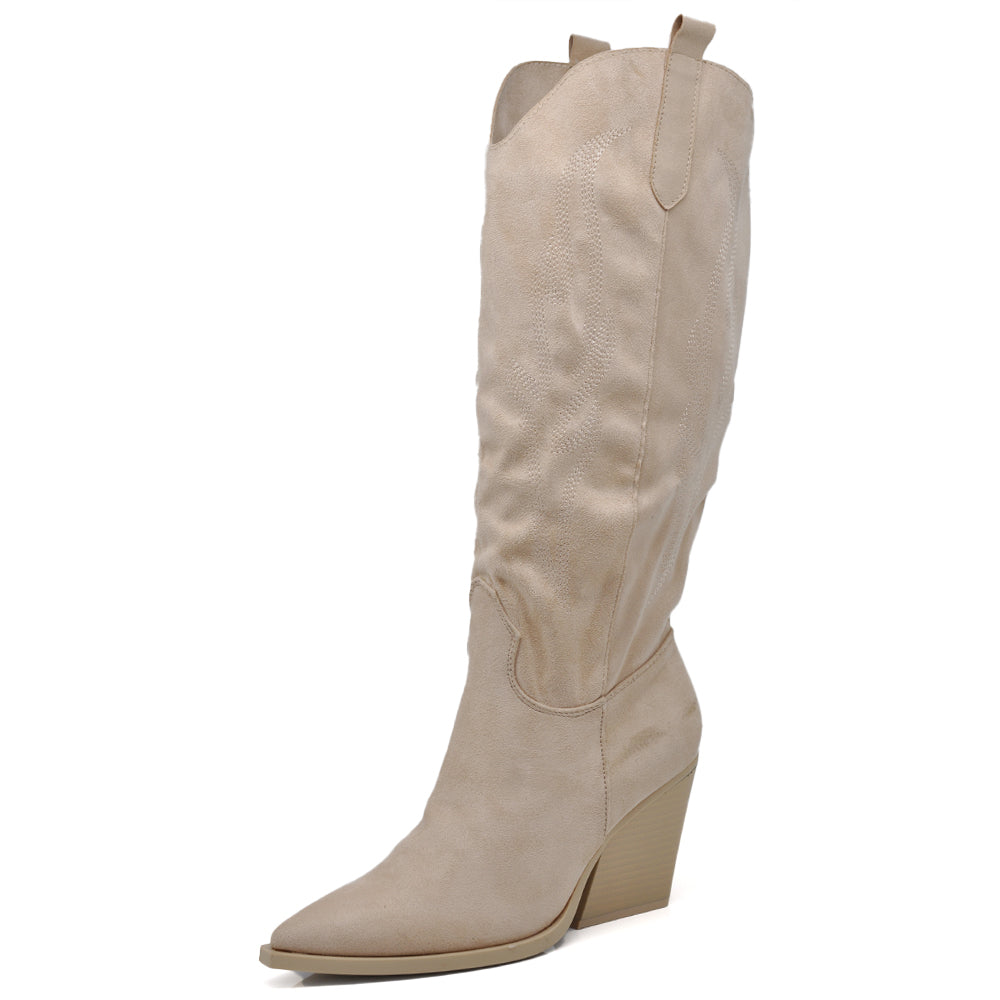 Stivali Texani Donna Punta a Mandorla Tacco Largo – MP662-2