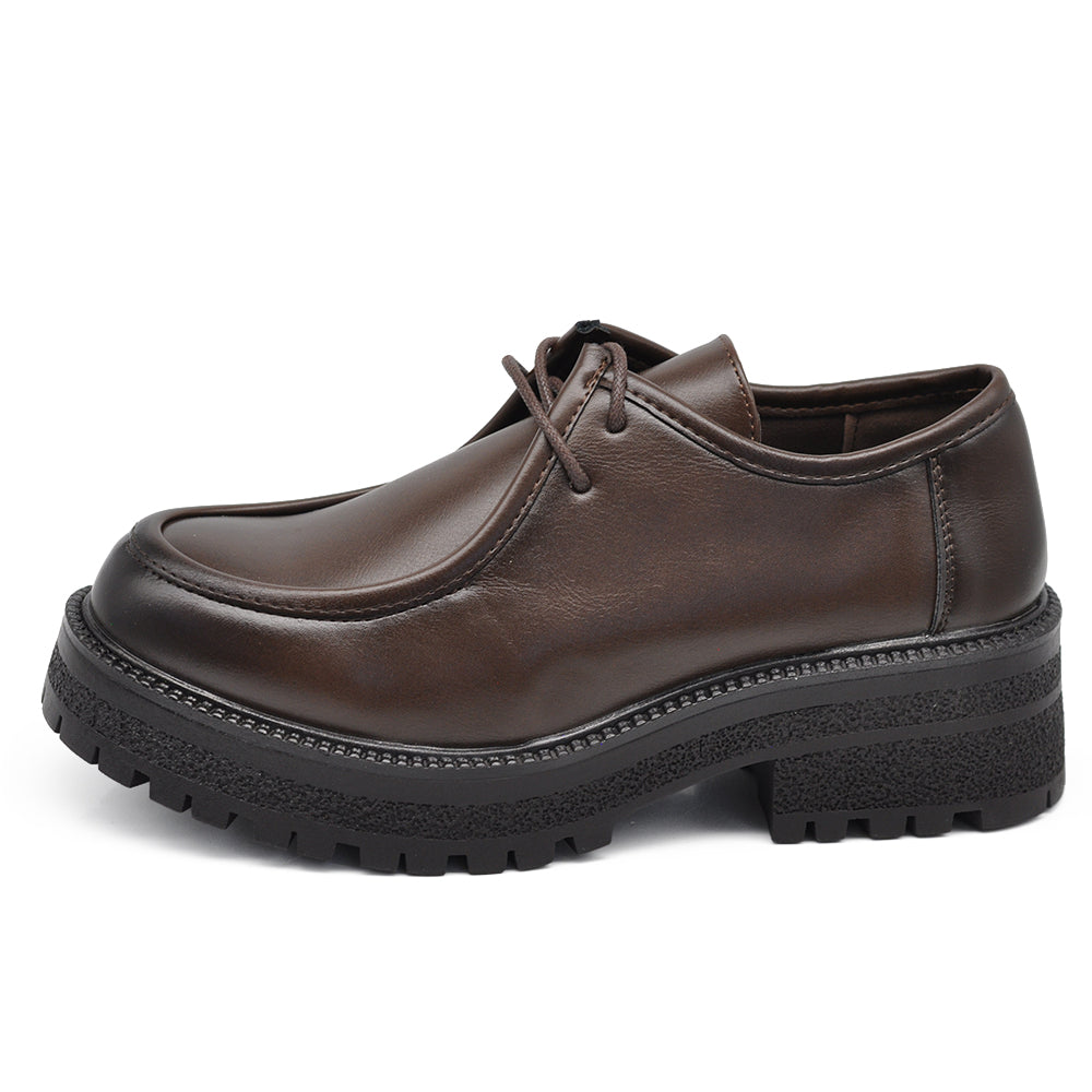 Scarpe Da Donna Mocassini Loafer Con Lacci Stringati Platform G692