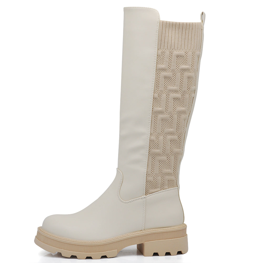 Stivali Biker Motociclista Al Polpaccio Da Donna Con Tessuto Stretch G663