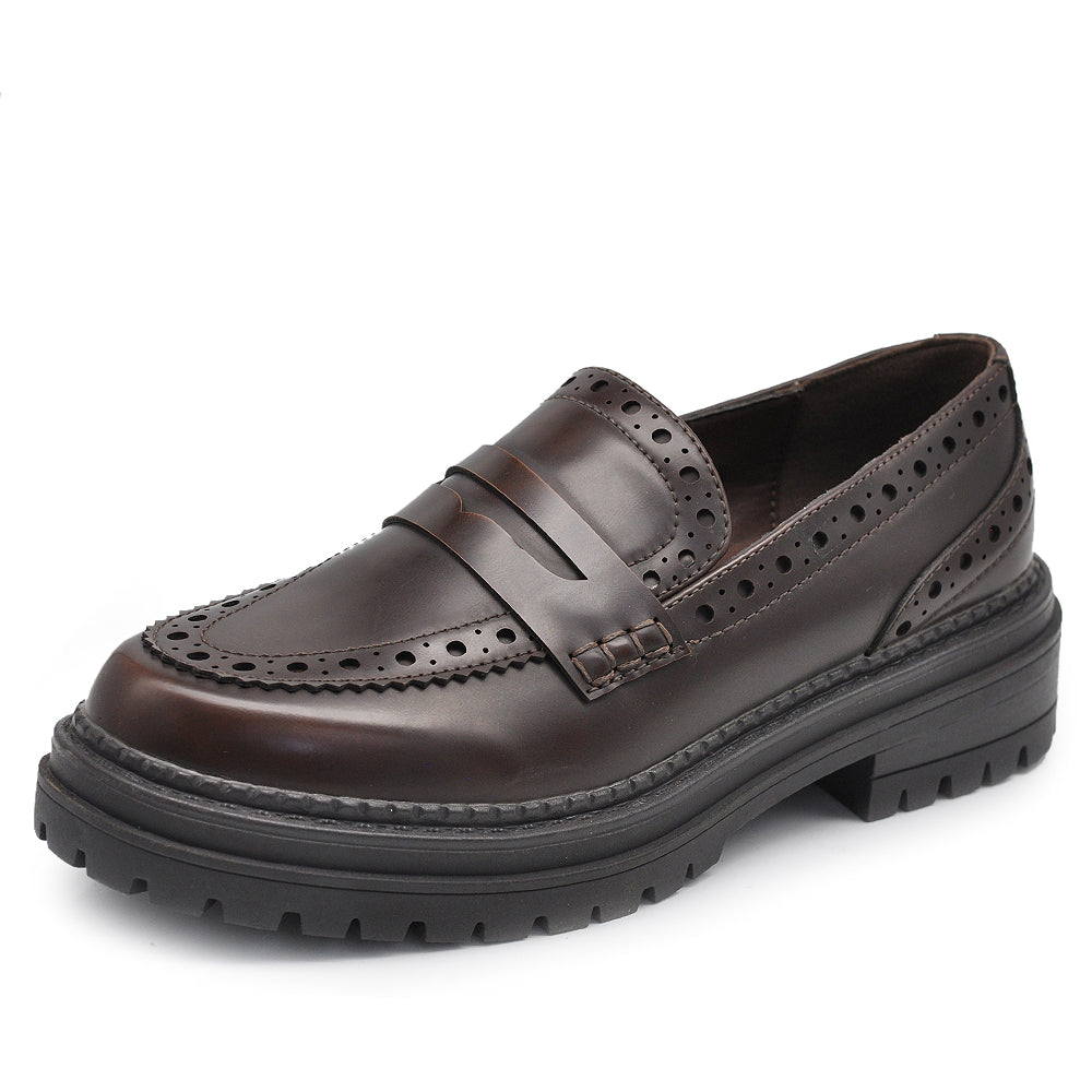 Scarpe Mocassini Slip On Duilio da Donna Decorazioni Brogue Eleganti Inglesi Londra Oxford GA012