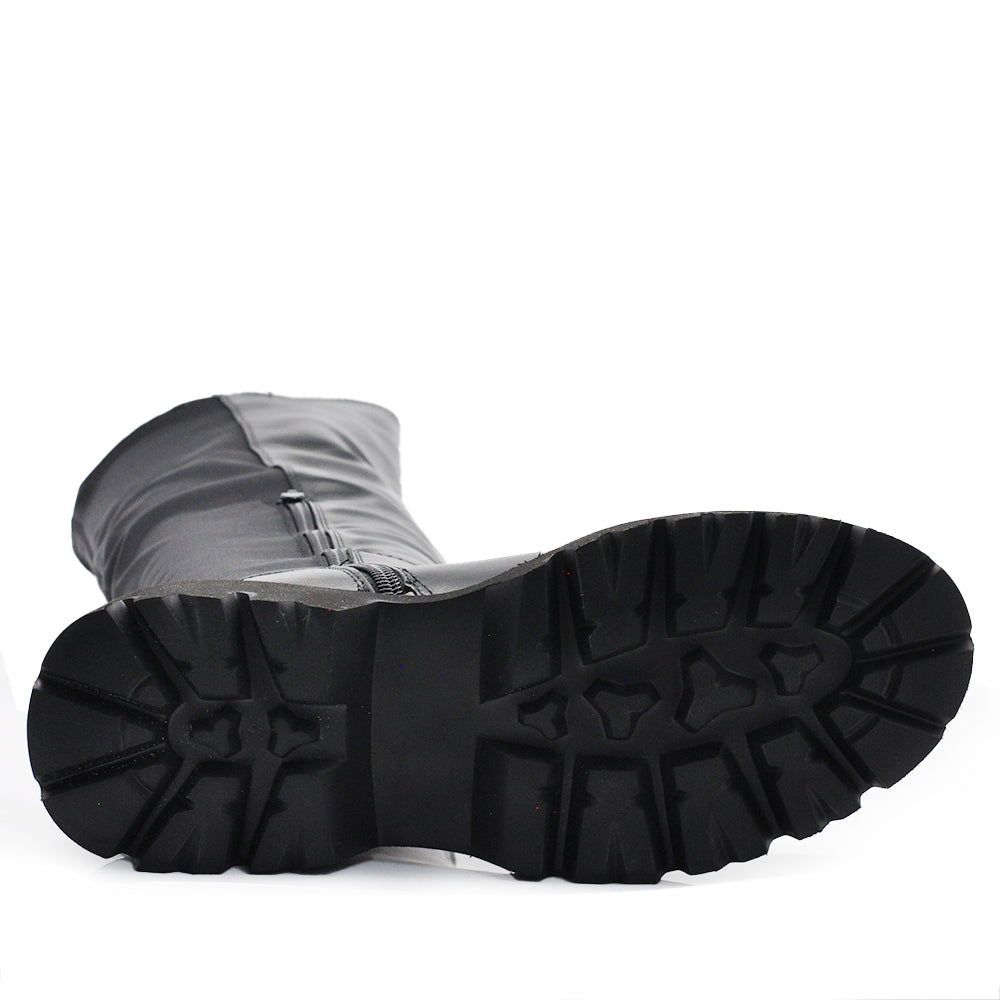 Stivali Biker Motociclista Al Ginocchio Da Donna Con Tessuto Stretch GA040