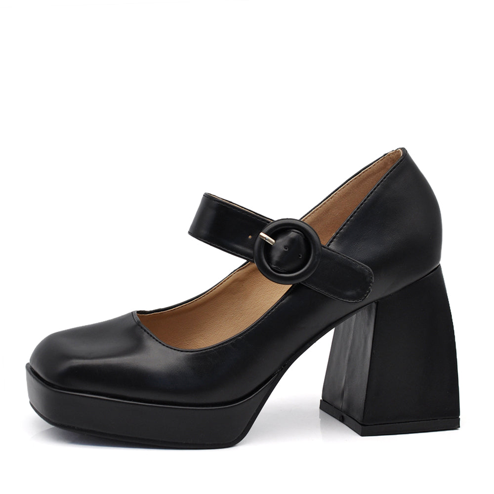 Décolleté Scarpe Da Donna Mary Jane Tacco Grosso Con Cinturini JM-9818