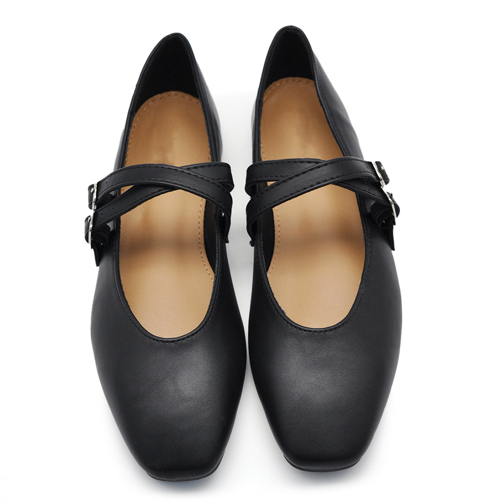 Ballerine A Punta Quadrata Friulane Scarpe Veneziane con Cinturino Da Donna Q2568